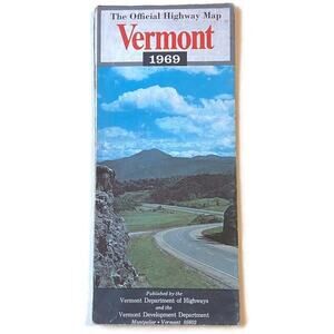 Vermont Official State Map 1969 Published VT Department of Highways Montpelier